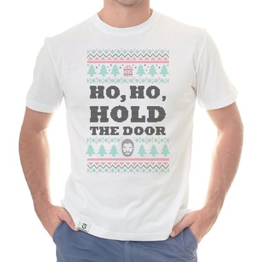 Herren T-Shirt - Ho, Ho, Hold the Door dunkelblau-weiss S