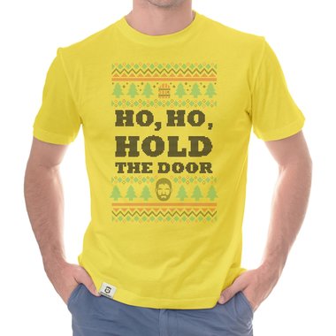 Herren T-Shirt - Ho, Ho, Hold the Door dunkelblau-weiss S