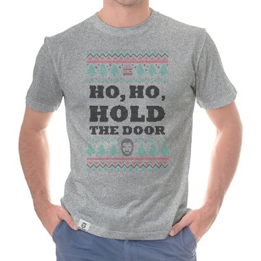 Herren T-Shirt - Ho, Ho, Hold the Door dunkelblau-weiss S