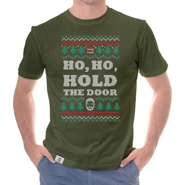 Herren T-Shirt - Ho, Ho, Hold the Door dunkelblau-weiss S