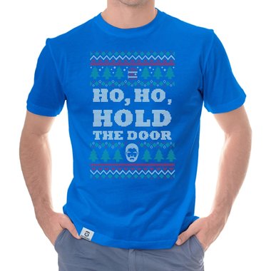 Herren T-Shirt - Ho, Ho, Hold the Door dunkelblau-weiss S