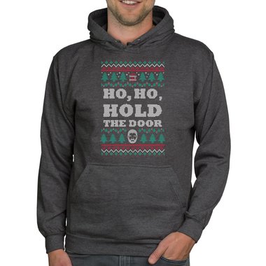 Herren Hoodie - Ho, Ho, Hold the Door dunkelgrau-weiss XS