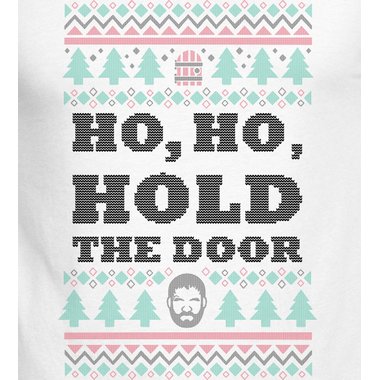 Herren T-Shirt - V-Ausschnitt - Ho, Ho, Hold the Door