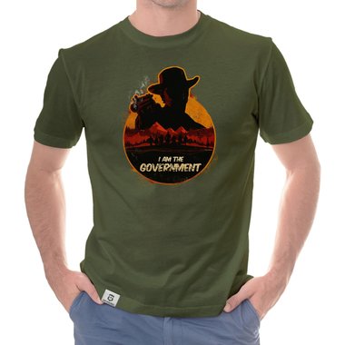 Herren T-Shirt - Wild West Cowboy dunkelblau-dunkelrot S