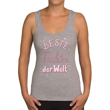 Damen Tank Top - Beste Tochter der Welt hellgrau-rosa XS