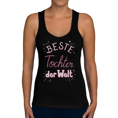 Damen Tank Top - Beste Tochter der Welt hellgrau-rosa XS