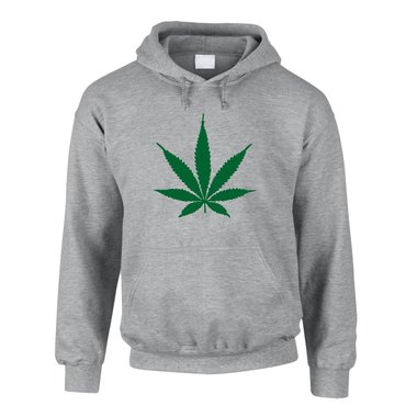 Pullover mit Hanfblatt Hoodie Herren Weed grau-regenbogen 5XL