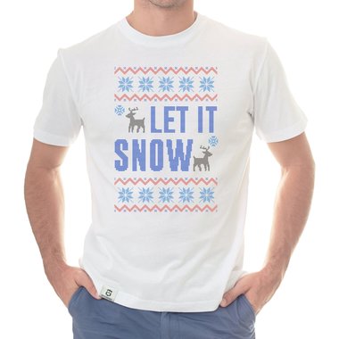 Herren T-Shirt - Let it snow weiss-blau 5XL