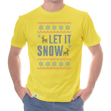 Herren T-Shirt - Let it snow weiss-blau 5XL