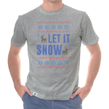 Herren T-Shirt - Let it snow weiss-blau 5XL