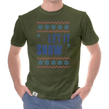 Herren T-Shirt - Let it snow weiss-blau 5XL