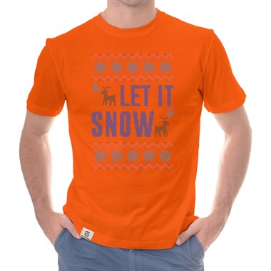 Herren T-Shirt - Let it snow weiss-blau 5XL