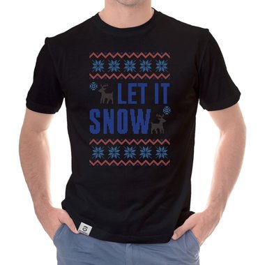 Herren T-Shirt - Let it snow weiss-blau 5XL