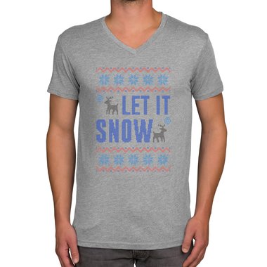 Herren T-Shirt - V-Ausschnitt - Let it snow dunkelblau-blau S