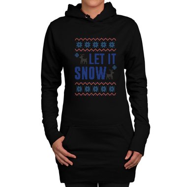 Damen Long Hoodie - Let it snow schwarz-blau XL