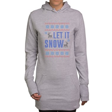 Damen Long Hoodie - Let it snow schwarz-blau XL