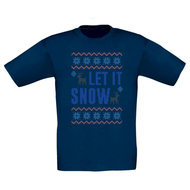 Kinder T-Shirt - Let it snow dunkelblau-blau 98-104