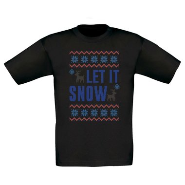 Kinder T-Shirt - Let it snow weiss-blau 152-164