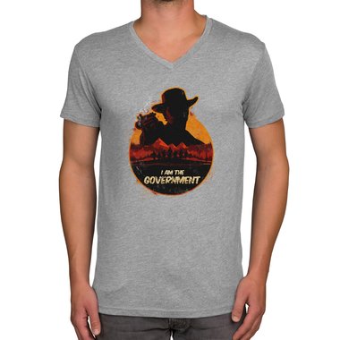 Herren T-Shirt - V-Ausschnitt - Wild West Cowboy dunkelblau-dunkelrot S