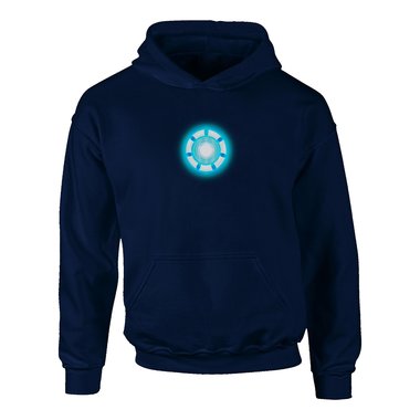 Kinder Hoodie - Arc Reactor - Stark schwarz-cyan 152-158