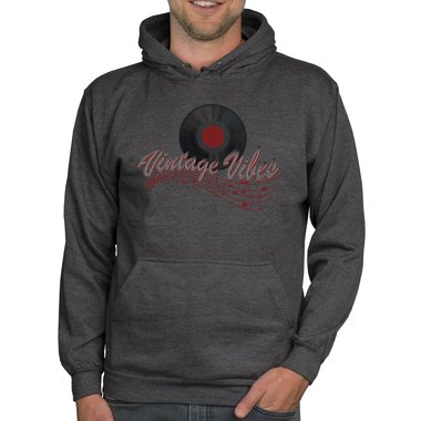 Herren Hoodie - Vintage Vibes hellgrau-rot 5XL