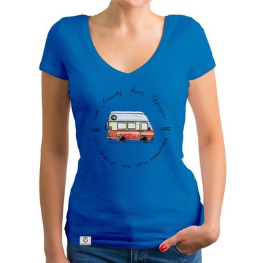 Damen T-Shirt V-Ausschnitt - Ich brauche nur mein Wohnmobil