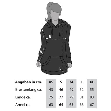 Damen Long Hoodie - Ich brauche nur mein Wohnmobil hellgrau-schwarz XL