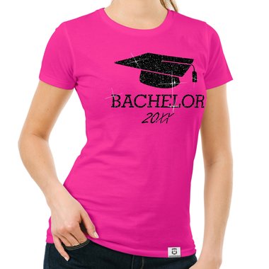 Damen T-Shirt - Bachelor mit Wunschjahr weiss-schwarz XXL