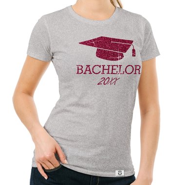 Damen T-Shirt - Bachelor mit Wunschjahr weiss-schwarz XXL