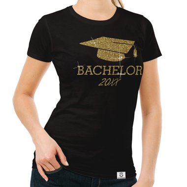 Damen T-Shirt - Bachelor mit Wunschjahr weiss-schwarz XXL