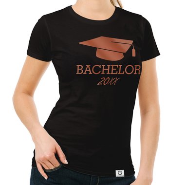 Damen T-Shirt - Bachelor mit Wunschjahr weiss-schwarz XXL