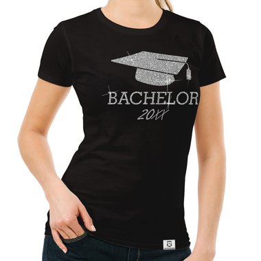 Damen T-Shirt - Bachelor mit Wunschjahr weiss-schwarz XXL