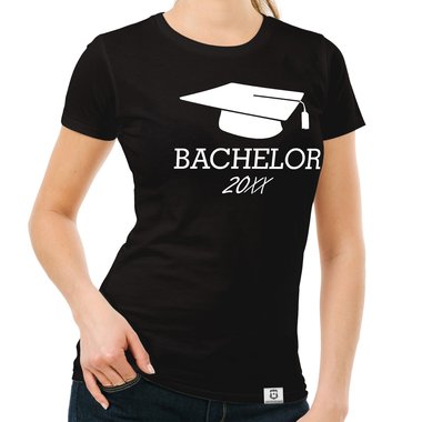 Damen T-Shirt - Bachelor mit Wunschjahr weiss-schwarz XXL