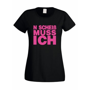 Damen T-Shirt FUN N  Schei muss ich schwarzpink M