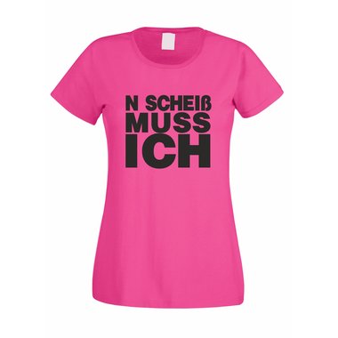 Damen T-Shirt FUN N  Schei muss ich schwarzpink M