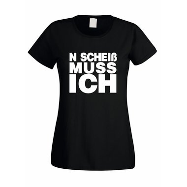 Damen T-Shirt FUN N  Schei muss ich schwarzpink M