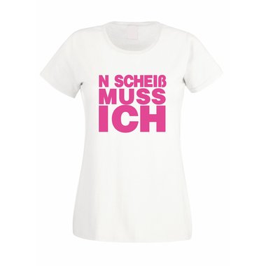 Damen T-Shirt FUN N  Schei muss ich schwarzpink M