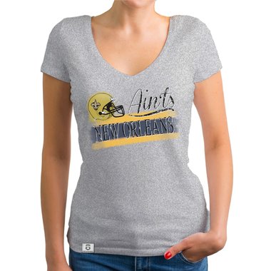 Damen T-Shirt V-Ausschnitt - Aints - New Orleans dunkelgrau-gelb XS