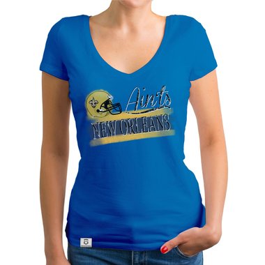 Damen T-Shirt V-Ausschnitt - Aints - New Orleans dunkelgrau-gelb XS