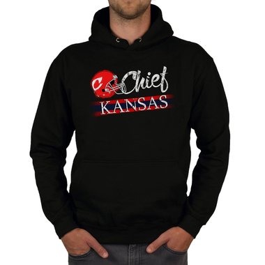 Herren Hoodie - Chief - Kansas dunkelgrau-rot XS