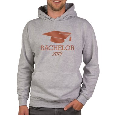 Herren Hoodie - Bachelor 2019 dunkelgrau-gold XS