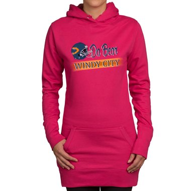 Damen Long Hoodie - Da Bear - Windy City fuchsia-trkis XS