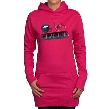 Damen Long Hoodie - Iggles - Philadelphia fuchsia-trkis XS