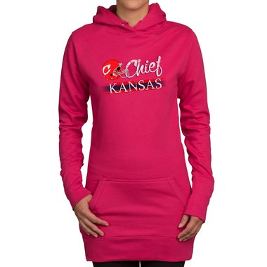 Damen Long Hoodie - Chief - Kansas fuchsia-rot XS