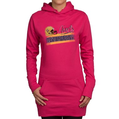 Damen Long Hoodie - Aints - New Orleans fuchsia-gelb XS