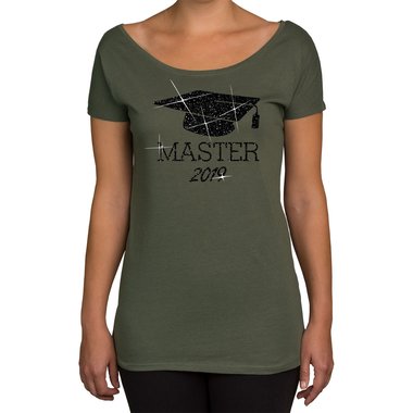 Damen T-Shirt U-Boot-Ausschnitt - Master 2019 schwarz-silberglitzer XL