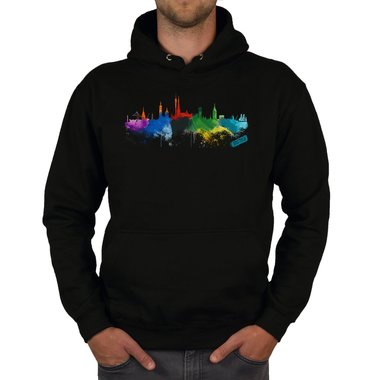 Herren Hoodie - Rostock Aquarell schwarz-bunt XS