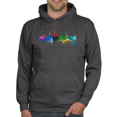 Herren Hoodie - Rostock Aquarell schwarz-bunt XS