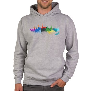 Herren Hoodie - Rostock Aquarell schwarz-bunt XS