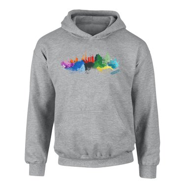 Kinder Hoodie - Hamburg Aquarell dunkelblau-bunt 80-92